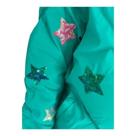 FANTASTIC FAWN Sequin star zip front puffer jacket S M L - Picture 9 of 9